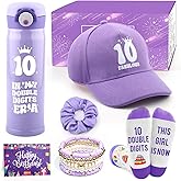HULASO Gifts for 10 Year Old Girl, 10 Year Old Girl Birthday Gifts for Daughter Niece with IN MY DOUBLE DIGITS ERA Water Bottle Baseball Cap Greeting Cards, 10th Birthday Teen Girls Gift Ideas