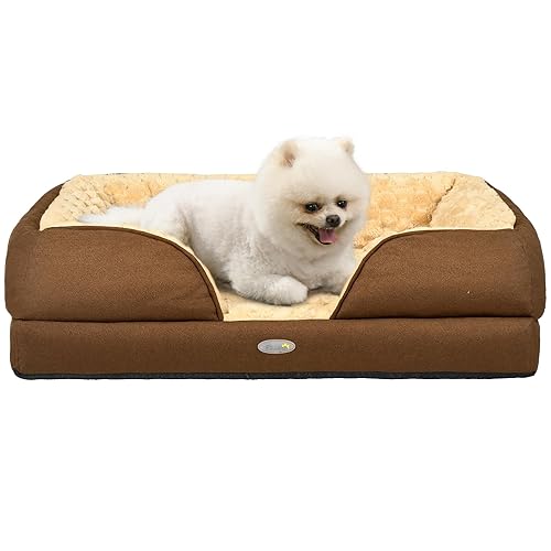 PawHut Dog Bed Calming Pet Bed Dog Mattress for Small Dogs - Brown