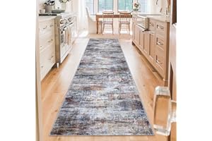 IOHOUZE Abstract Runner Rug 3x10 Ft Washable Runners for Hallways, Non Slip Kitchen Runner Printed Faux Wool Entryway Runner Indoor, Modern Abstract Floor Carpet for Hall Bedroom, Brown Gray