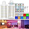 Battery Operated Light Bulb with Remote Control, 2 Pack Rechargeable Light Bulbs 360° Lighting for Non-Hardwired Lamp, 10000mAh RGB Dimmable Bulbs Lighting Time Up to 60 Hrs for Home Power Outage