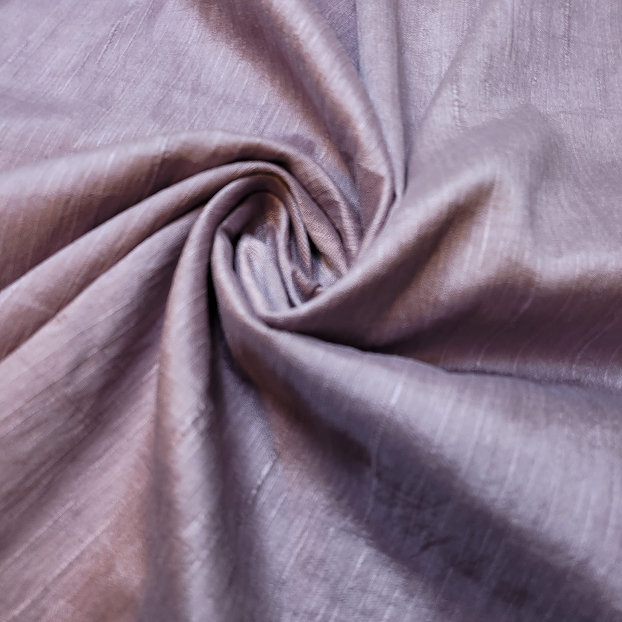 Plain Raw Silk Faux Dupion 100% Polyester Upholstery Fabric Bridal Material 44" (5 Meter, Mauve)