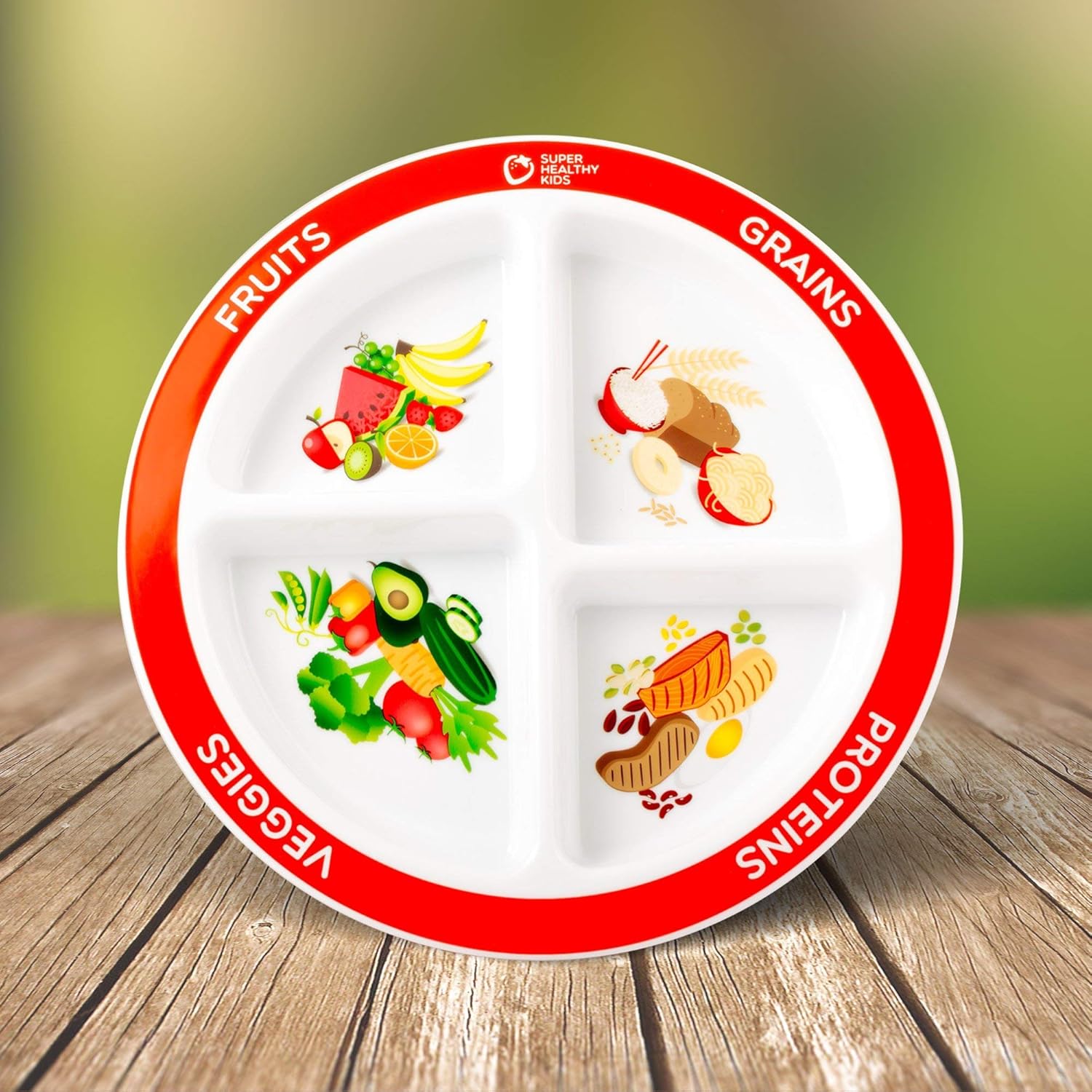  | Health Beet Portion Plate Choose MyPlate for Kids, Toddlers - Kids Plates with Dividers and Nutrition Portions - English Language (Single Plate): Dinner Plates