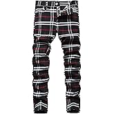 NOVOCCT Plaid Pants for Men - Skinny Mens Dress Pants - Stretch Slim Fit Business Casual Dress Chinos for Men