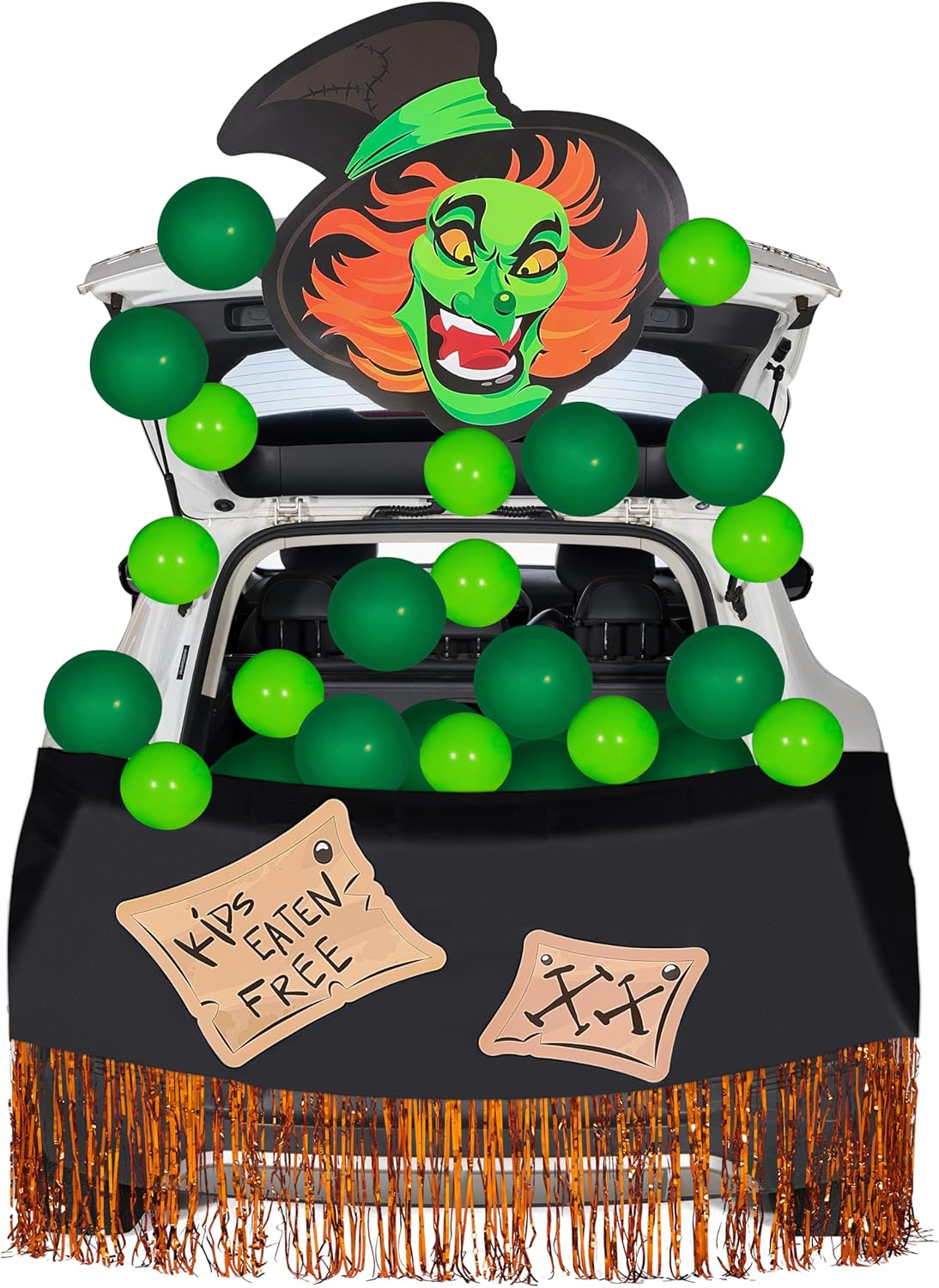 Garage Door Decorations - JOYIN Halloween Trunk or Treat Car Decorations Kit with Witch’s Soup Theme Design, Car Archway Garage Decoration with Witch Head, Balloons, Tassels