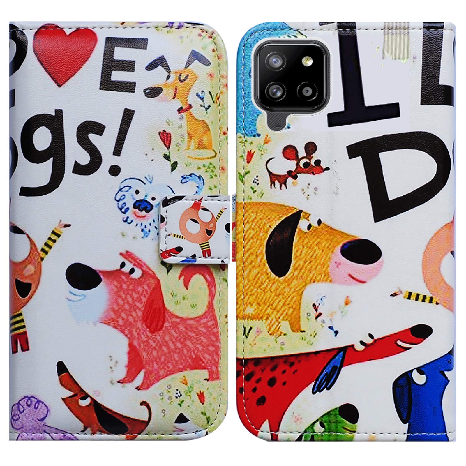 Bcov Galaxy A42 5G Case, Colorful Cute Dogs Leather Flip Phone Case Wallet Cover with Card Slot Holder Kickstand For Samsung Galaxy A42 5G 2021