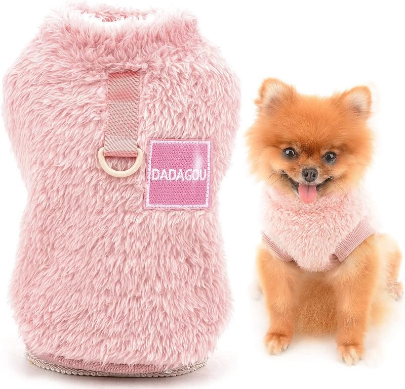 SMALLLEE_LUCKY_STORE Pet Sherpa Fleece Jumper Vest Pink Size S for Small Dogs