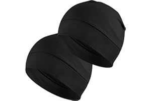 EINSKEY 100% Cotton Beanie Hat, 2-Pack Unisex Skull Cap Helmet Liner for Running Cycling Skiing Sleeping Chemo Headwear