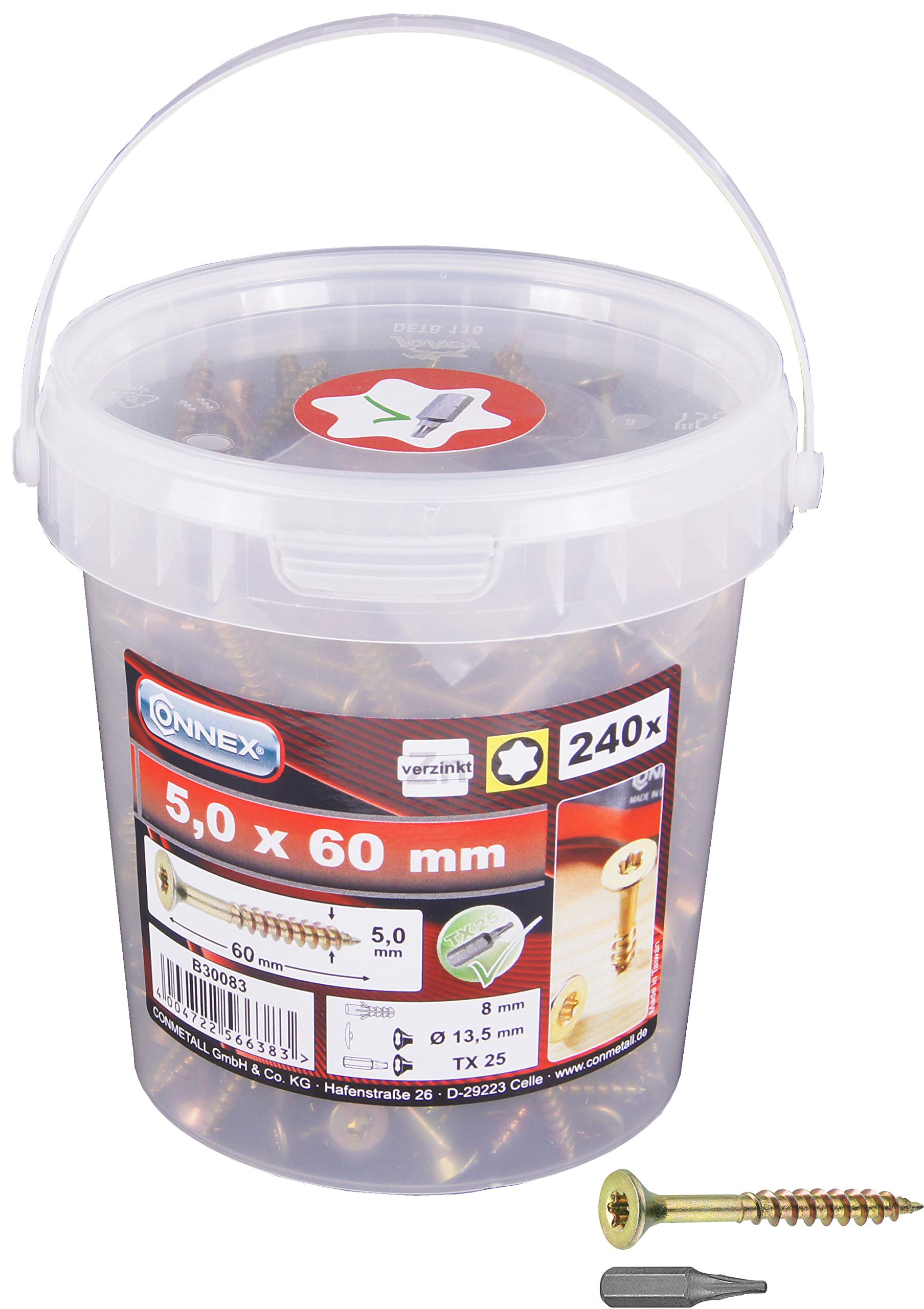 CONNEX B30083 TX 5 x 60mm Uni-Screws Bucket (240 Pieces) — image 1