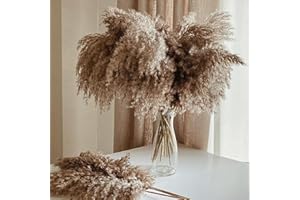 ROOLLYA 30 Stems Home Decor - Natural Dried Pampas Grass, Fluffy Brown Pompas Grass, Dry Small Pampas Bulk for Living Room Table Decor, Boho Decor, Party Wedding Decor , Gift(17.7 inch, 30 Brown )