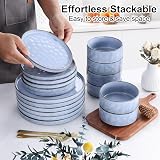 Homikit 18-Piece Reactive Glaze Stoneware Dinner Set for 6 Myosotis Blue view 4