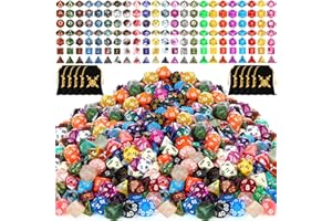 Yilloog 700 Pcs Compatible with DND Dice Sets Bulk Polyhedral Dice with Drawstring Bag Dice Multi Role Playing Table Game D4 D6 D8 D10 D% D12 D20 Compatible with Dungeons and Dragons (Assorted Style)