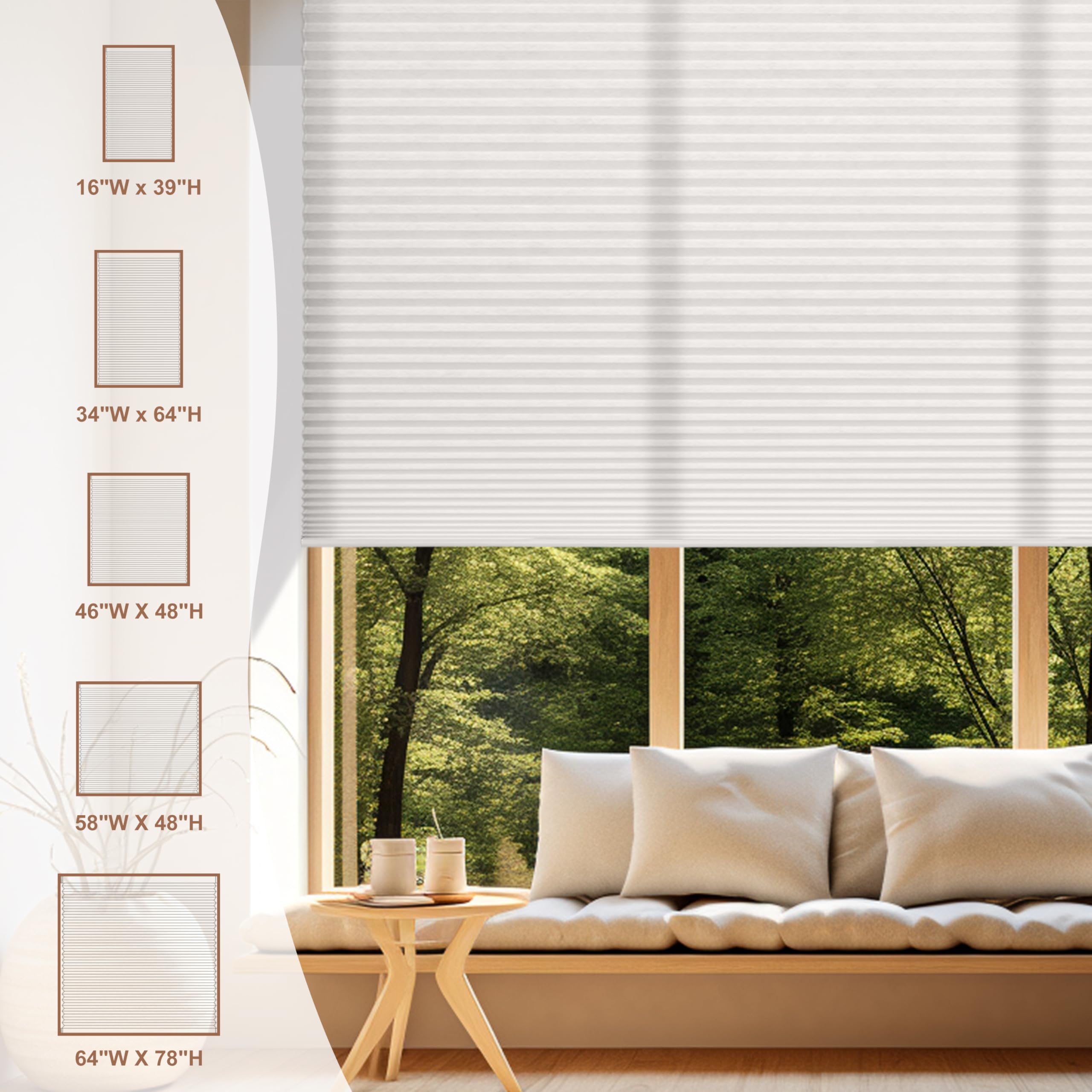 Boolegon Light Filtering Cellular Shades Cordless