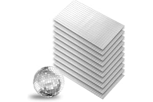 VEHIPA Mosaic Tiles, 10 x 10 mm 4500 PCS Self-Adhesive Disco Tiles, Silver Square Disco Ball Stickers for DIY Craft Party Decoration