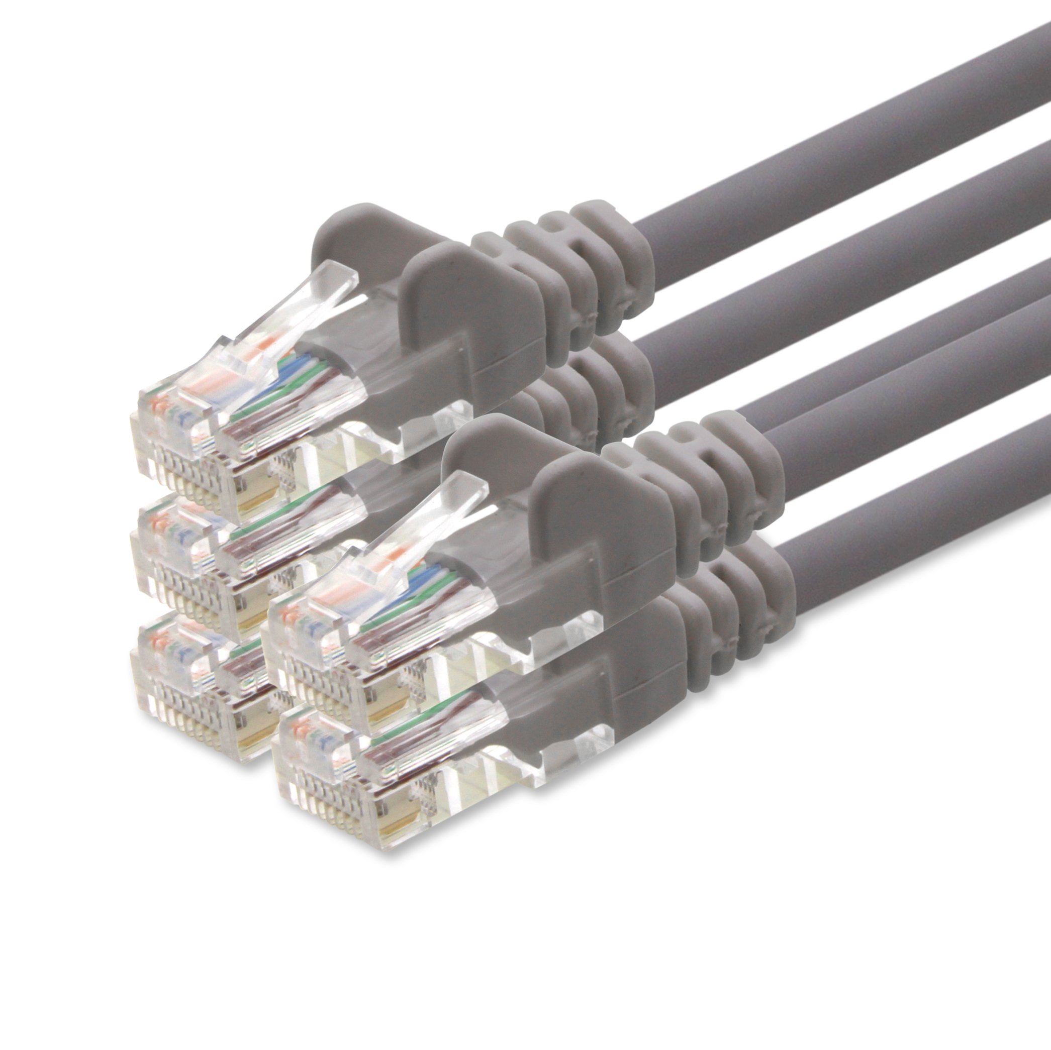 1aTTack CAT5 UTP network patch cable with 2x RJ45 plug set gray 5 pieces - 2m