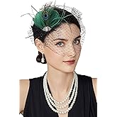 BABEYOND Veil Fascinator Hat for Women Peacock Feather Fascinators Hair Clip with Removable Veil Tea Party Hat Bridal Wedding