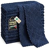 Homaxy 12 Pack Kitchen Dish Cloths (10 x 10 Inches, Navy Blue), Super Soft and Absorbent Coral Velvet Dish Towels, Nonstick Oil Fast Drying Microfiber Cleaning Cloth, No Lint Household Dishcloths