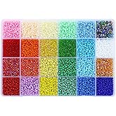 LEECOON Size 8/0 Seed Beads 24 Colors About 7800pcs in Box, 3mm Seed Beads for Making Jewelry Bracelet Earing Necklace