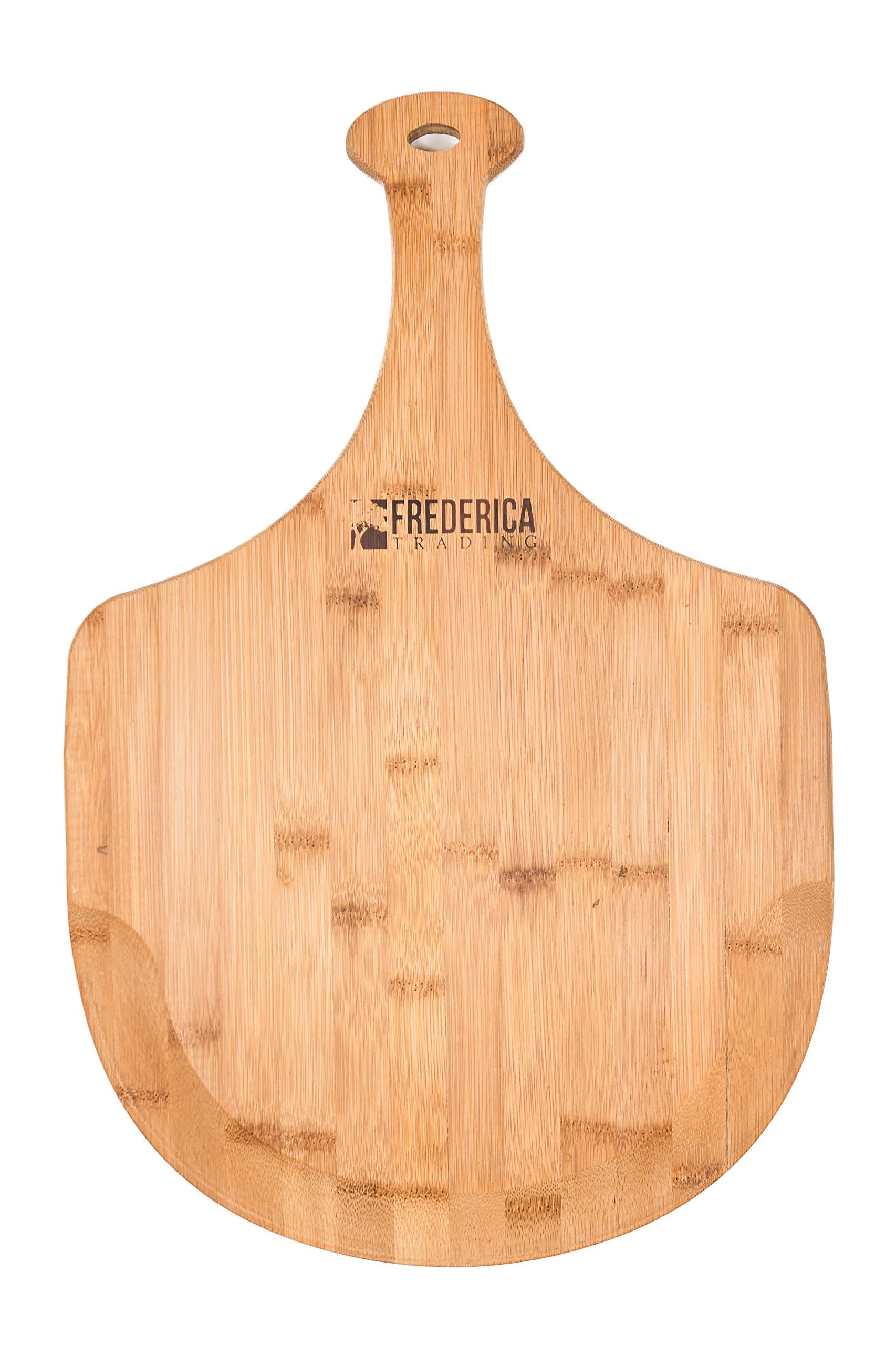 Photo 1 of Frederica Trading Bamboo Pizza Peel Paddle | Wooden Pizza Paddle for Baking Pizza, Bread, Fruits & Vegetables | Lightweight Pizza Cutting Board with Handle, Wooden Pizza Peel for Home & Oven - LG Size
