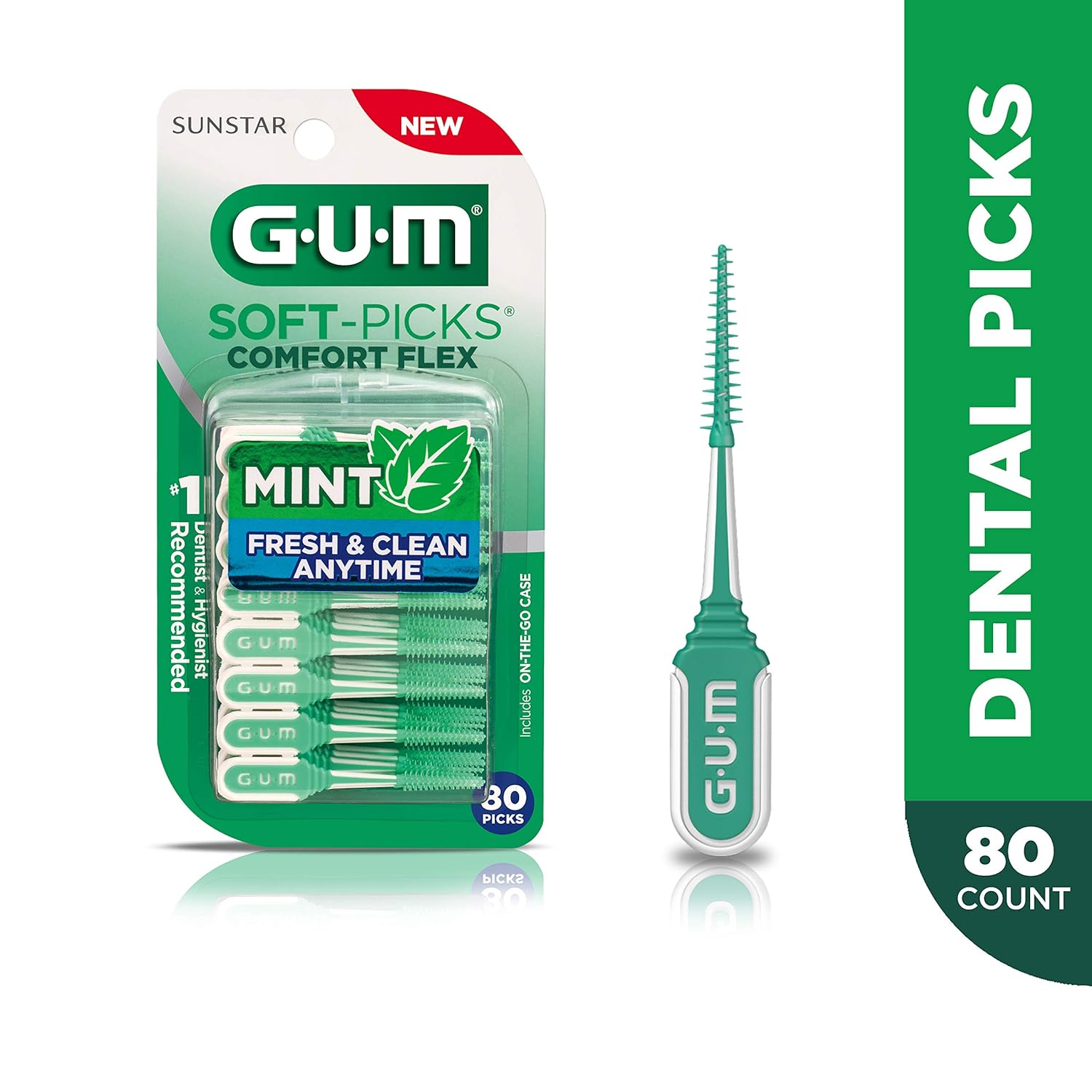 GUM-6705R Soft-Picks Comfort Flex Mint Dental Picks, New Invigorating Mint Flavor, 80 Count: Industrial & Scientific