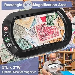 10X Rectangle Magnifying Glass with Light and