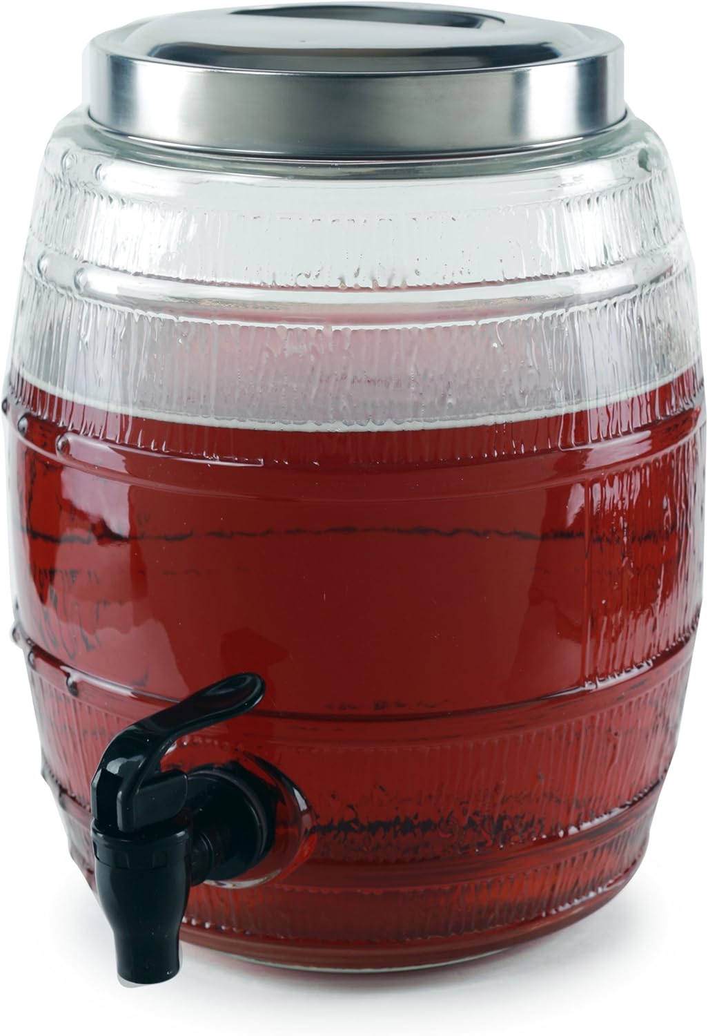  | Circleware Barrel Shaped Sun Tea Jar Beverage Dispenser, Fun Party Entertainment Home Kitchen Glassware Water Pitcher for Juice, Beer, Kombucha & Cold Drinks, Lead-Free, 1.3 Gallon, Keg: Iced Beverage Dispensers