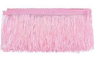 uxcell 10 Yards 4 Inch Chainette Fringe Trim Tassel Sewing Lace Trim Polyester Fringe Trim Ribbon for DIY Sewing Crafts Clothing Lamp Shade Decoration, Pink