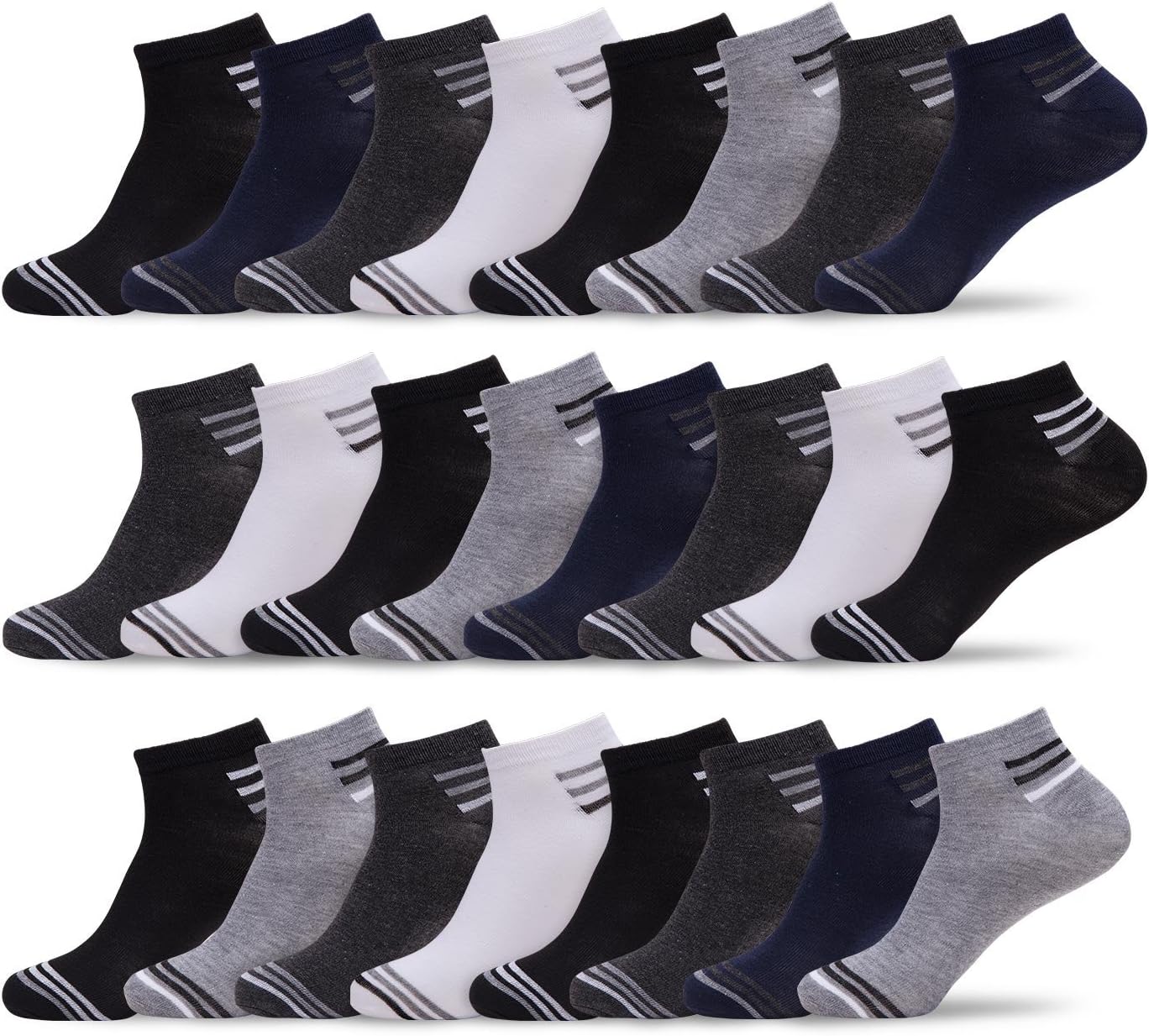 Mens Thin Lightweight 15/75 Blend Design Mid Low Cut Ankle Socks - 24 Pairs