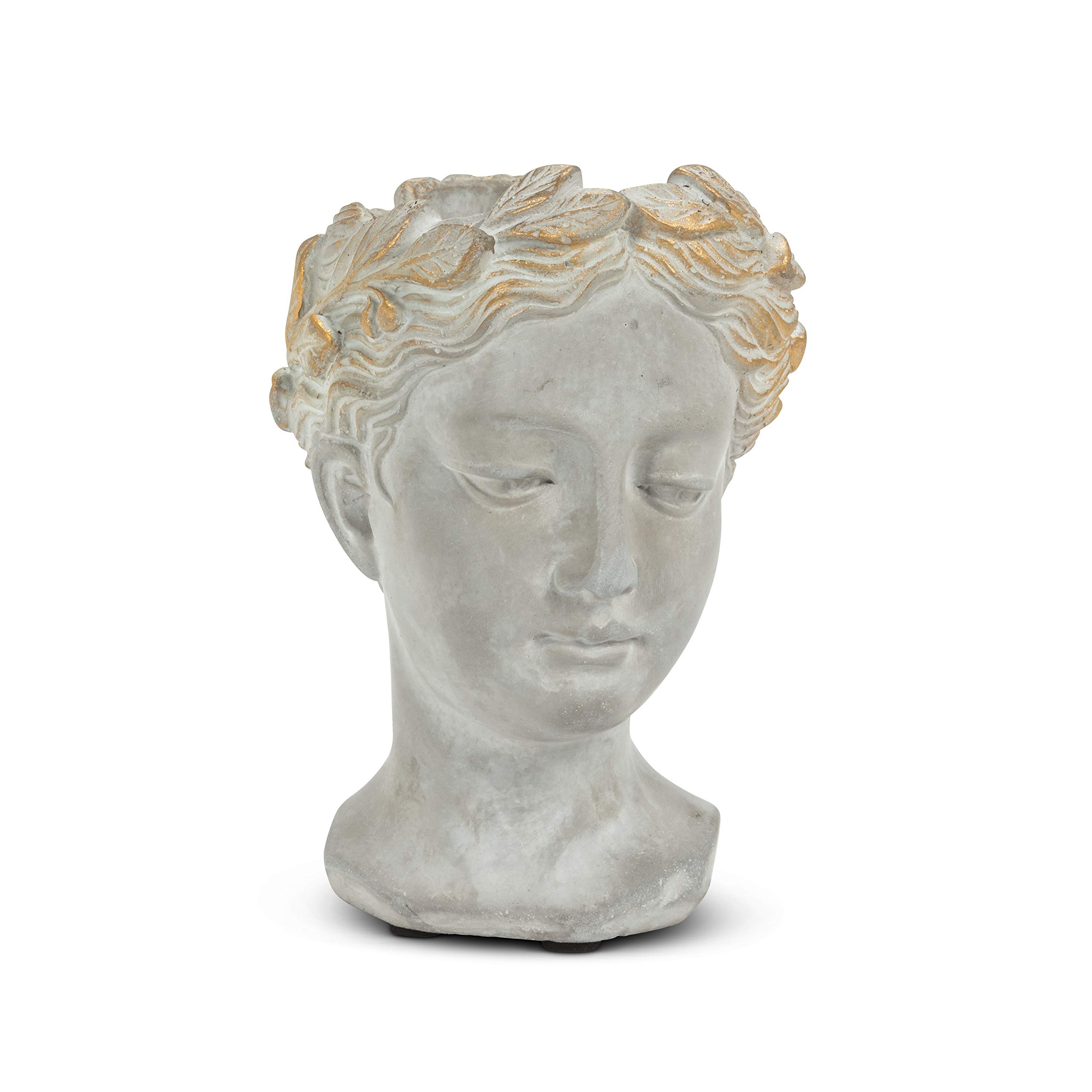 Photo 1 of Abbott Collection Aphrodite Head Planter – Small Indoor and Outdoor Planter Pots - Whimsical Woman Statue Head Planter for Flowers and Succulents (6.5 inch, Grey/Gold)