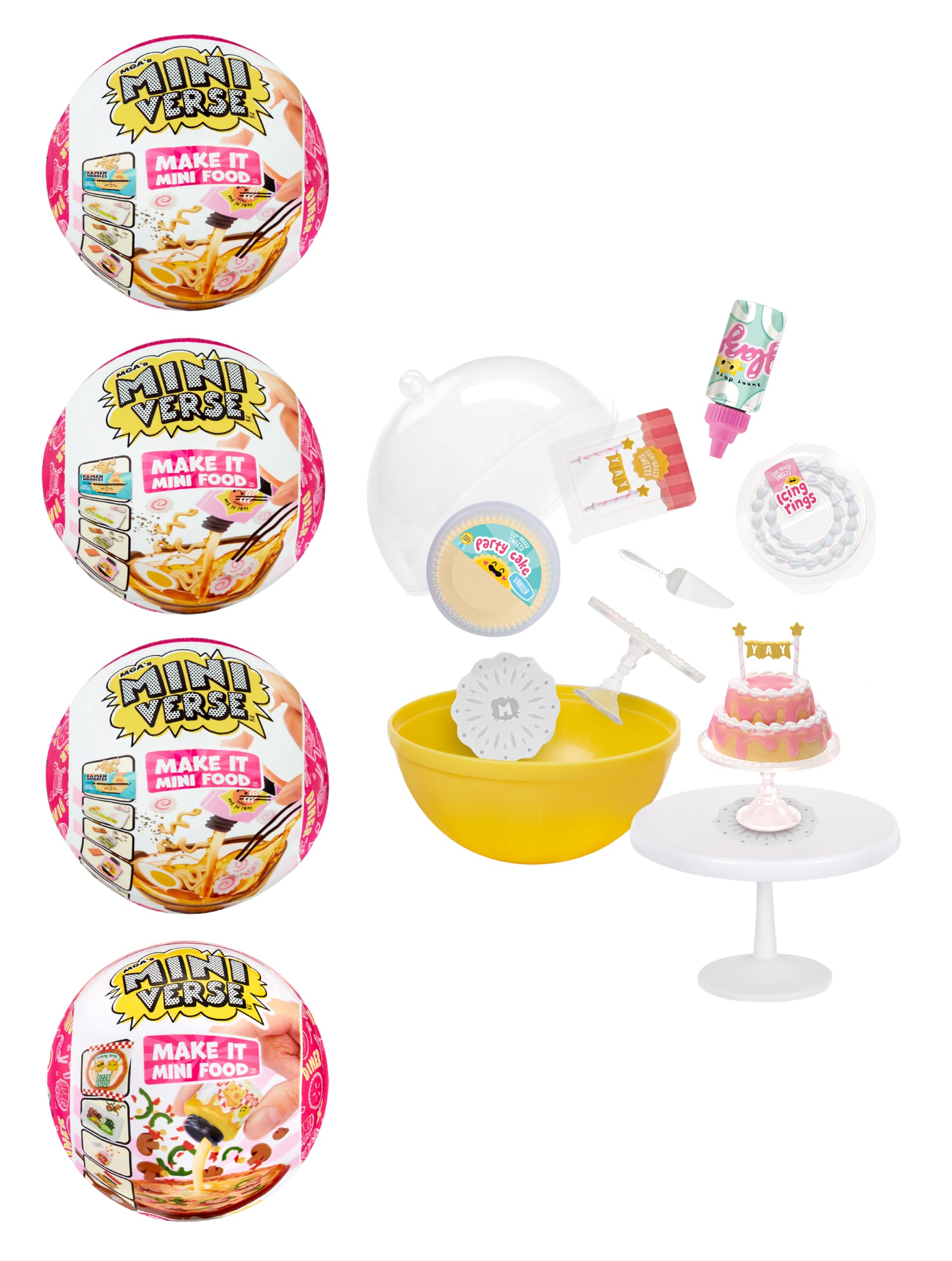 MGA's Miniverse Make It Mini Food Diner Series 2 Pastry Shop Bundle (4 Pack) Mini Collectibles, Blind Packaging, DIY, Resin Play, Replica Food, NOT Edible, Collectors, 8+, 505693