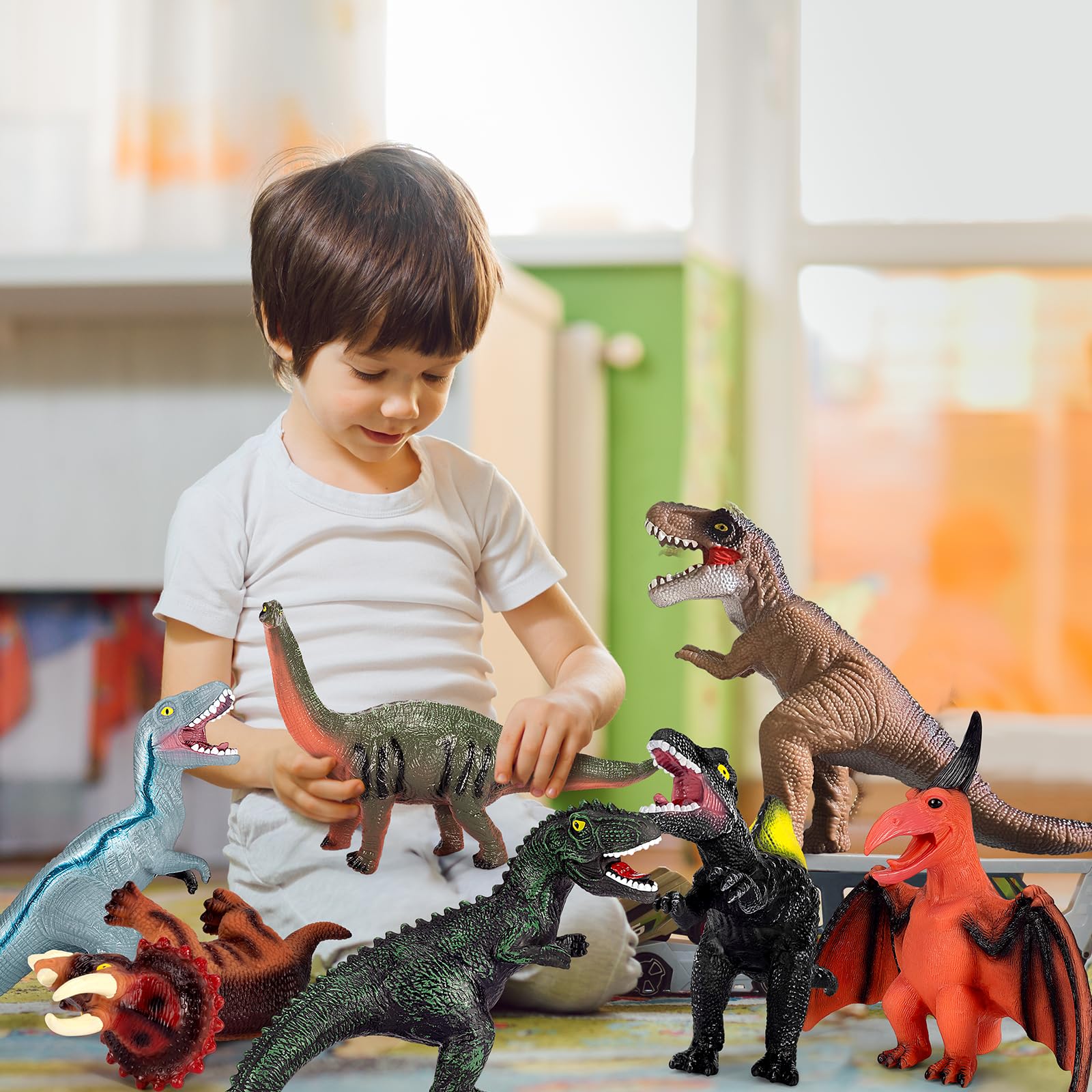 7 Piece Jumbo Dinosaur Toys Big Dinosaur Toy for Boys Realistic Giant Dinosaur Toys for Kids 3-5 - Perfect Dinosaur Gifts for Kids