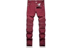 RXXKKK Men's Classic Zipper Biker Regular Fit Flex Jean