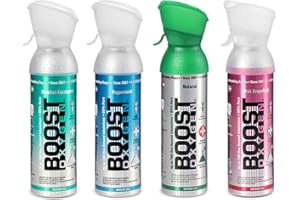 Boost Oxygen Canned Oxygen for Breathing for Home Use, Exercise, or Altitude Sickness, Includes Sealed Cap & Mask, 5L Canister, Multicolor, Pack of 4