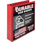 Samsill Durable 2 inch 3 Ring Binder, D Ring Binder, 100% Recycled Chipboard, Red