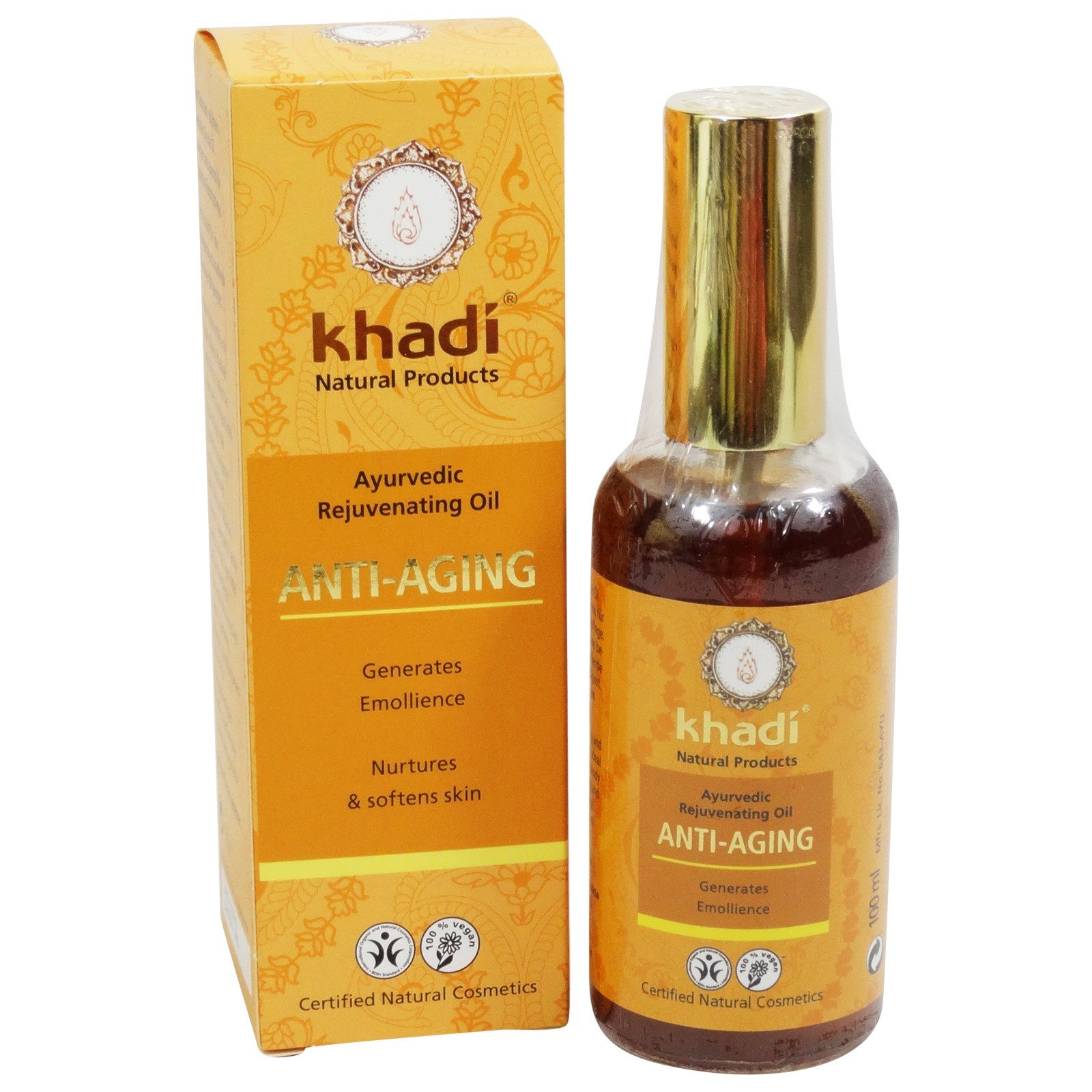 KHADI - Herbal Anti-Aging Body & Face Oil - 3.5 fl.oz - Suitable for dry & rough skin - Contains antioxidants - Supports skin regeneration