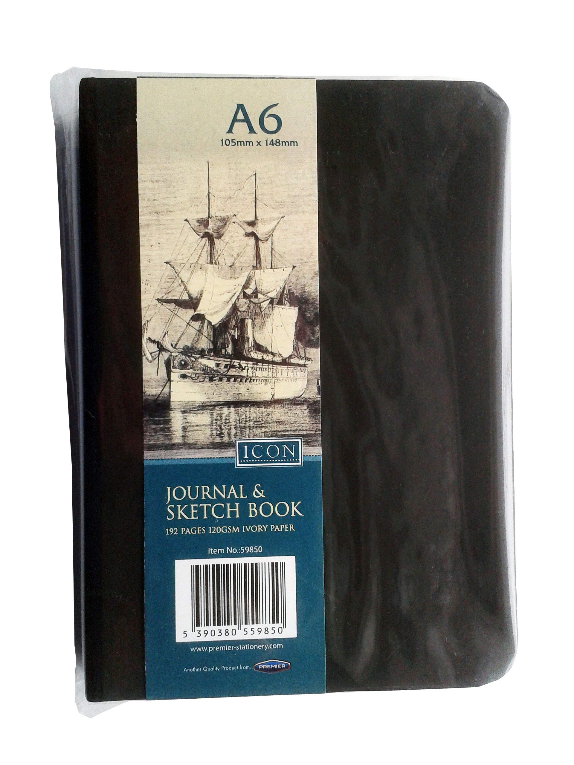 Premier Stationery Icon A6 120gsm Black Journal & Sketch Book. 192 pages., 59850