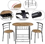 Yaheetech 3 Piece Modern Dining Table Set with Storage Rack Brown view 5