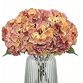 Blooming Paradise 2Bouquets Artificial Fake Flowers Plants Silk Hydrangea Arrangements Wedding Bouquets Decorations Plastic Floral Home Kitchen Garden Party Festival Bar DIY(Champagne-Dusty Pink)