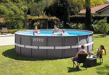 Intex Kit Piscine Ultra Rondo Frame 19156 L Gris Diamètre 488 X