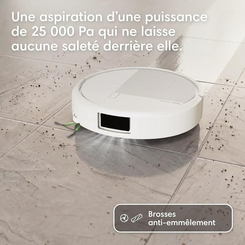 Roomba Plus 576 Combo Robot+AutoWash- 25KPa -Base Multifonction - Lavage à 75°C - séchage des lingettes à 45°C - LiDAR Clearview+Caméra - 3 mois d'autovidage - Accessoires supplémentaires- Noir