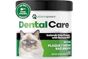 PLANOPAWS Cat Dental Care Powder - Easier Than Cat Toothpaste - Cat Dental Treat Alternative to Get Plaque Off - Cat Teeth Cleaning Powder with Bactase PET - Cat Breath Freshener for Cat Bad Breath - Oral Care
