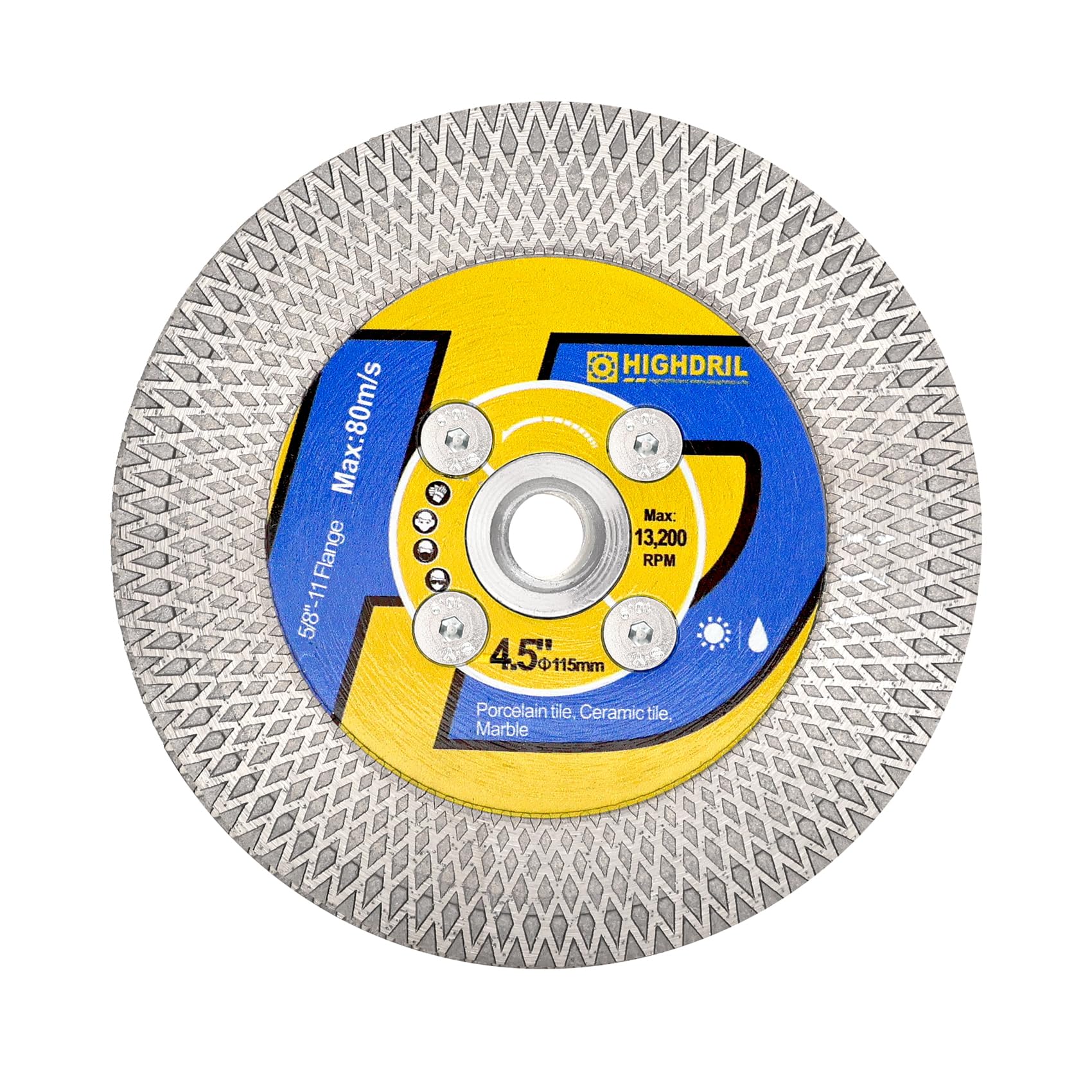 HIGHDRIL Diamond Tile Saw Blade - 4.5 inch /115mm Diamond Cutting Disc for Cutting Grinding Ceramic Porcelain Tile Marble Granite Quartz Dekton Artificial Stone with M14 Flange