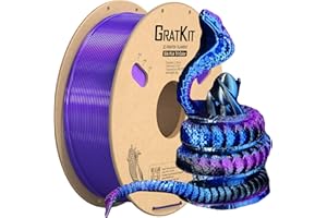 Gratkit Silk Tri-Color PLA Filament，Coextrusion PLA Filament 1.75mm, +/-0.03mm, 1KG/Roll, Silk PLA Blue & Purple & Black