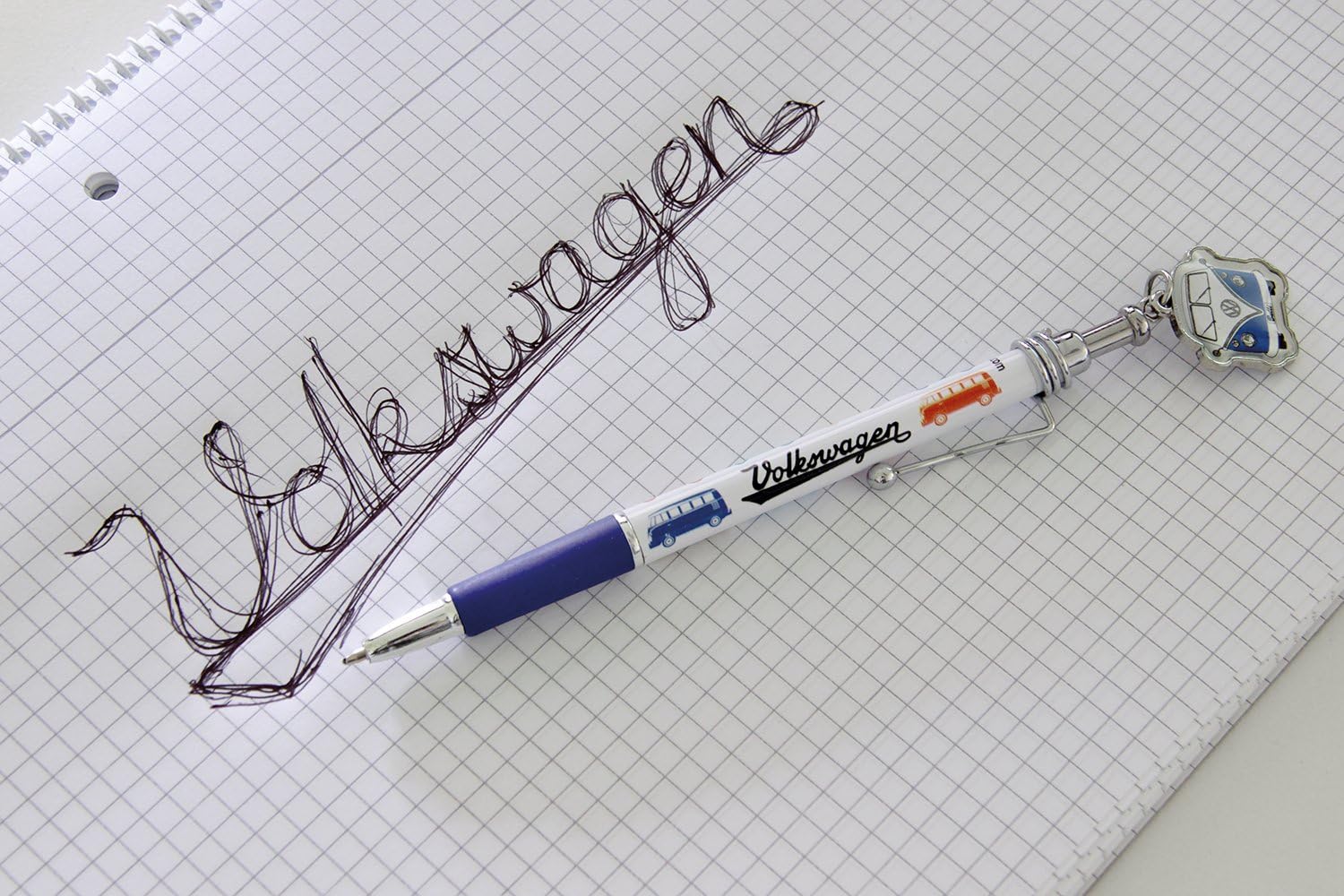 BRISA VW Collection, Volkswagen Retractable Ballpoint Pen with T1 Bus Campervan Charm, good grip, Black - Image 5