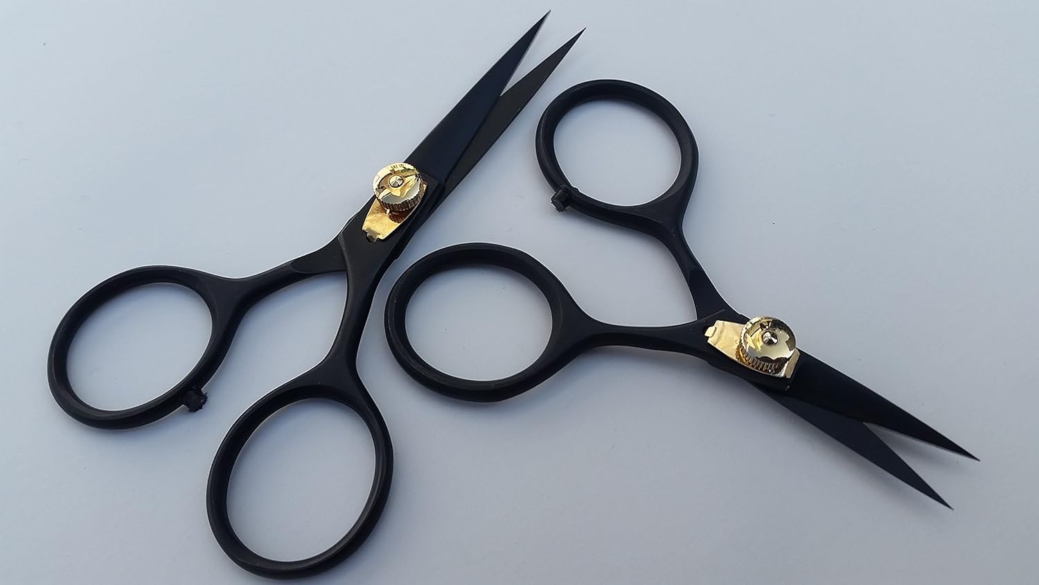 Razor scissors 4" & 5" set straight Anodized black coating