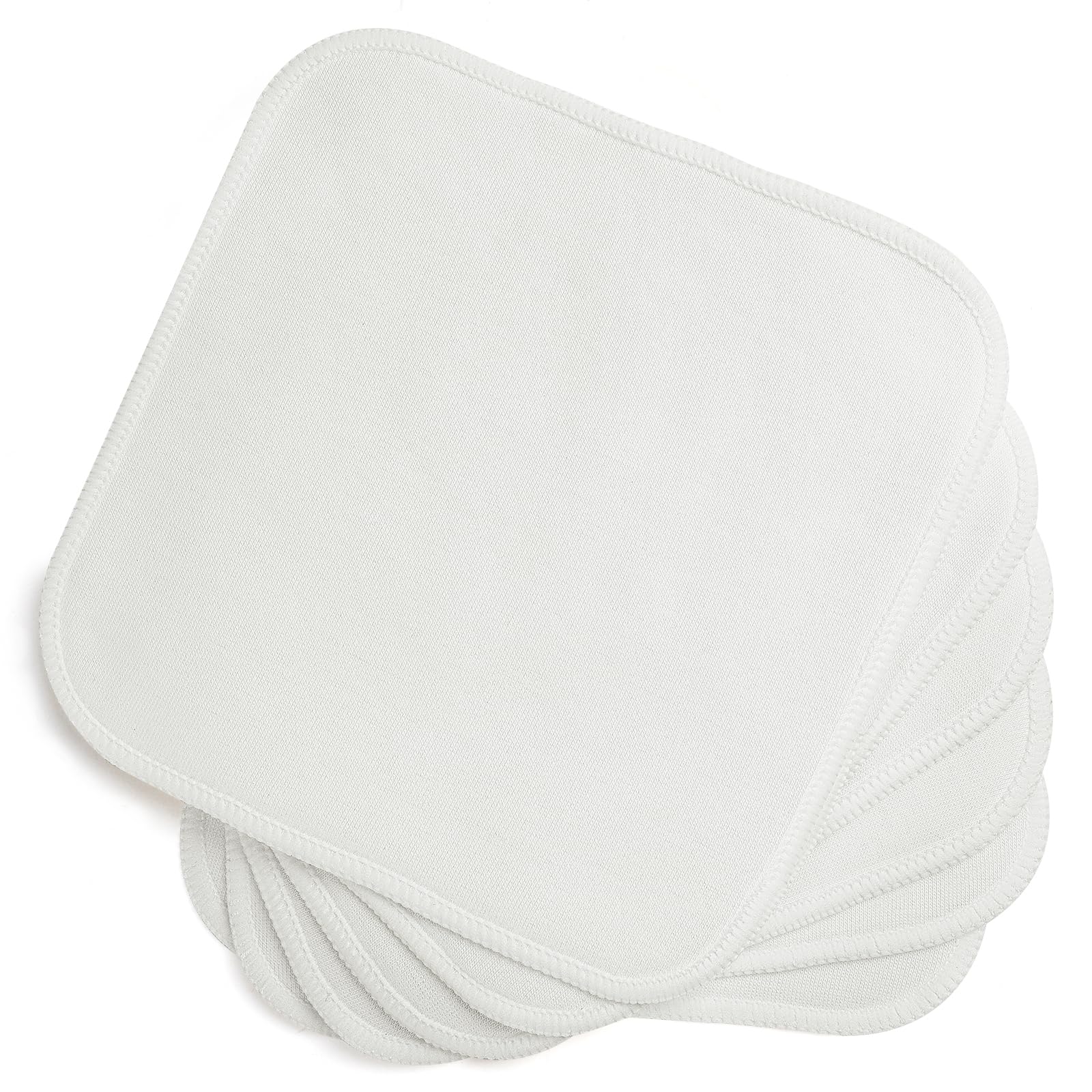 Aomig 100% Cotton Face Washcloth Set, Cleaning Cloths, Removable Wipes, Skin Care Tissues, Makeup Wipes, Washable Towel, White, 6PCS