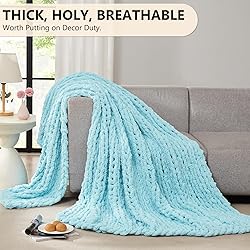 L'AGRATY Chunky Knit Throw: 80''x90'' Chenille