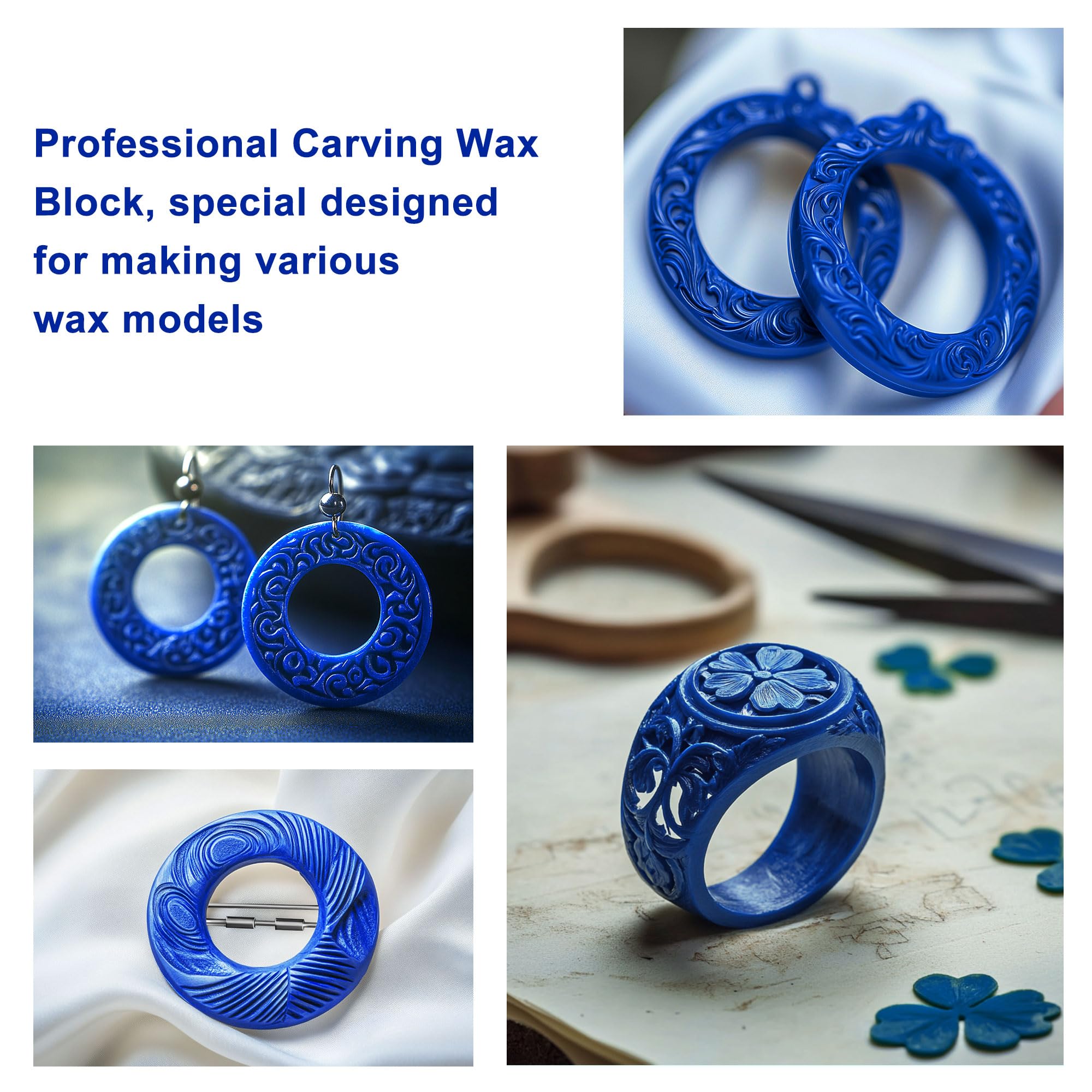 Yoption 6 Pcs Casting Wax, Carving Wax Ring Hole Tube for Making DIY Jewelry Ring Casting Mold and Craft Making, Blue
