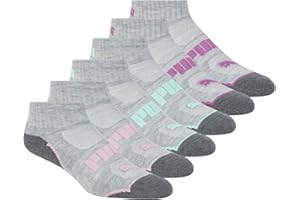 PUMA womens 6 Pack Quarter Crew Socks