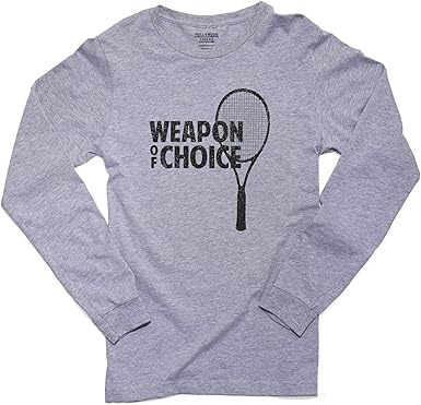 Amazon Com Weapon Of Choice Tennis Racket Icon Player Support Men S Long Sleeve T Shirt Clothing