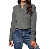 Gleeivy Button Down Shirts for Women Classic Fit Dress Shirt Work Business Casual Long Sleeve Blouse Tops